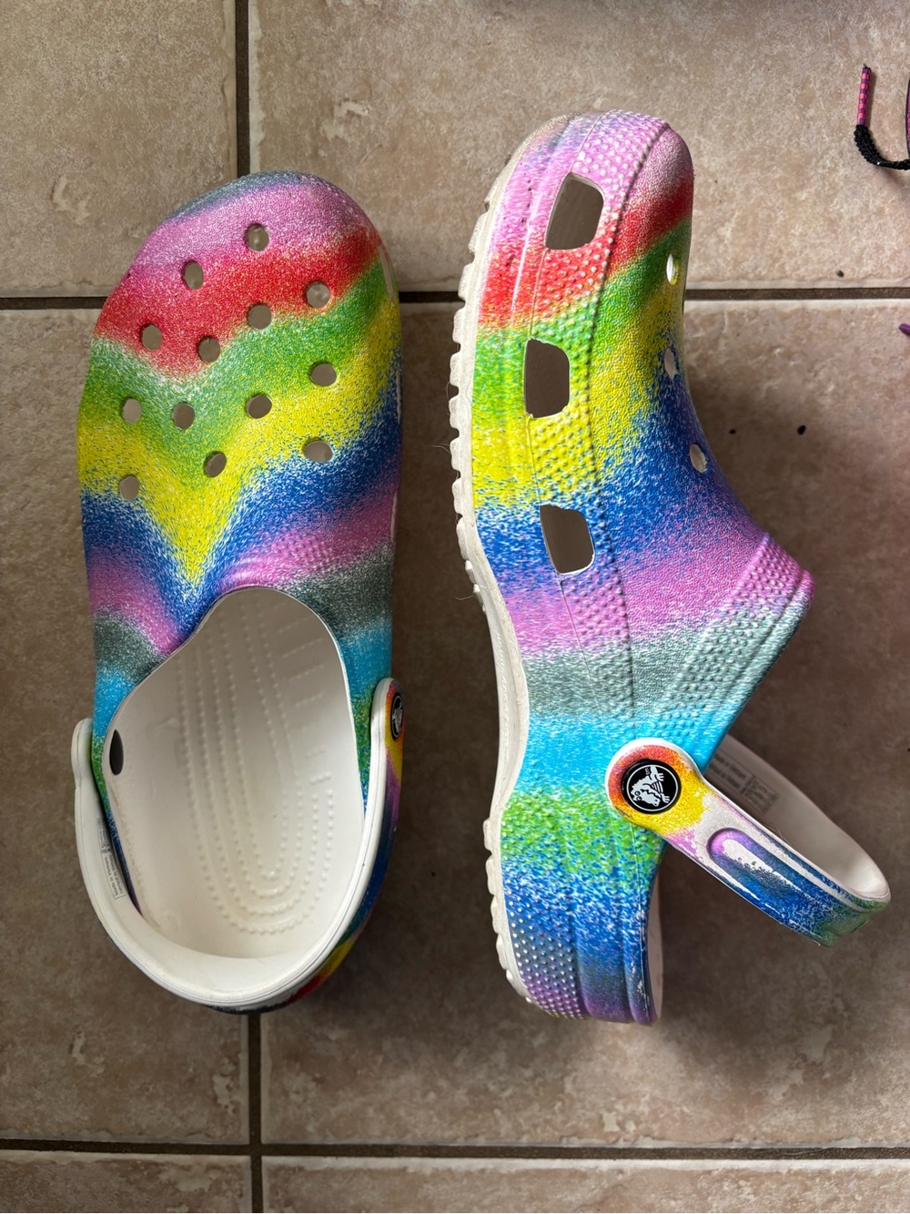 CROCS Rainbow Glitter Clogs — Red Yellow Green Blue Pink Purple